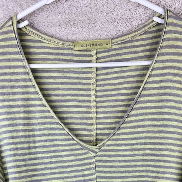 CUT LOOSE Linen Tunic Striped Top Large - Picture 3 of 14